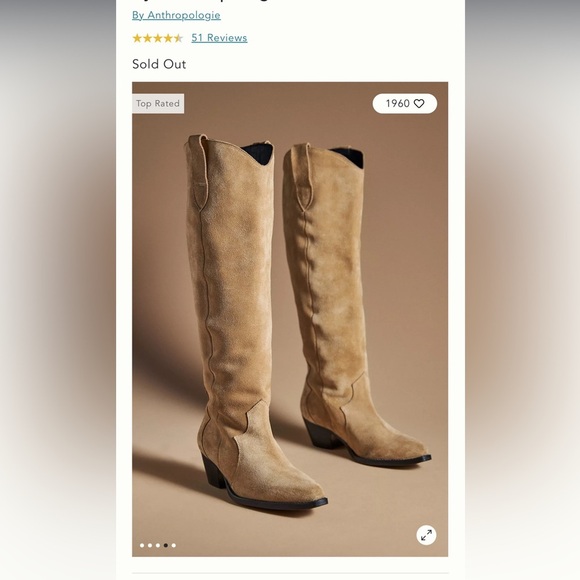 By Anthropologie Western Boots in Brown Tan Suede Size EU 37 *Worn Once* - Picture 4 of 16